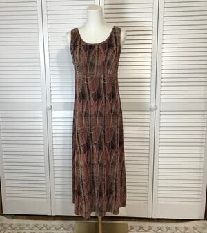 Connected Apparel Y2K Retro Boho Abstract Empire Waist Maxi Dress 4P